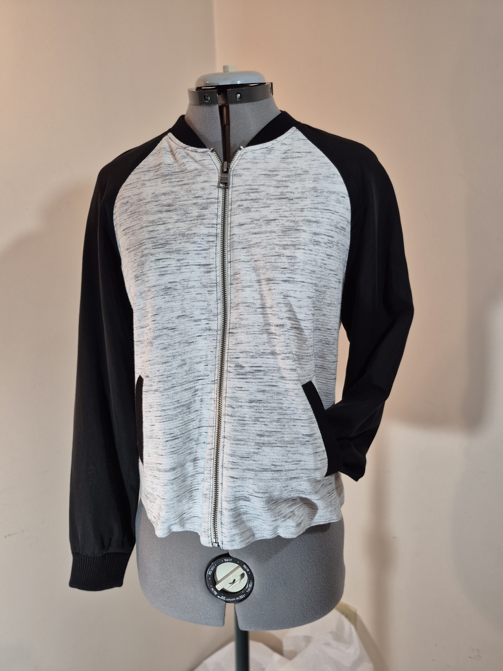 Banana Republic Women's Two-Tone Bomber Jacket - Black & White Heather